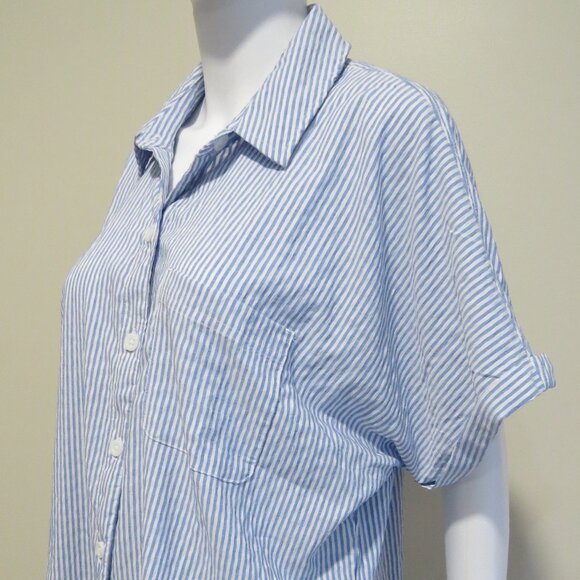 NEW Aeropostale Striped Button Front Shirt Top SIZE Large Blue - Picture 4 of 12